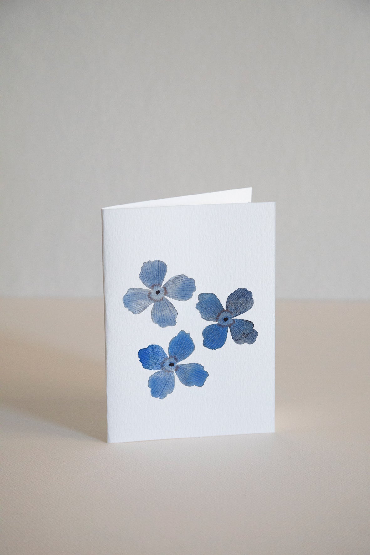Hand Painted 'Pressed Flower' Greeting Cards - Blue